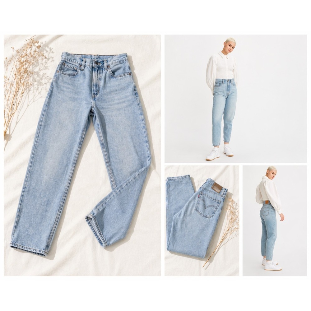 Levi's High Rise Loose Taper Jeans 25x30 Light Wash Vintage Mom Fit 90s‎ Denim